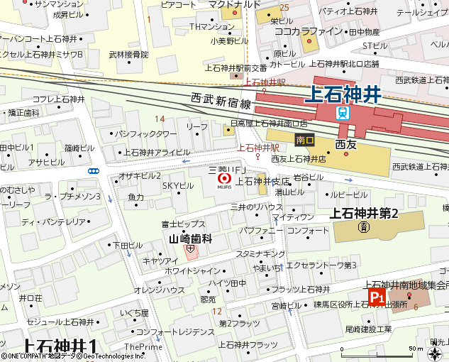 上石神井支店付近の地図